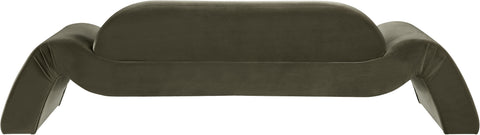 Estelle 107" Green Velvet Upholstered Sofa, 1 Piece
