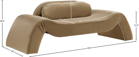 Estelle 87.5" Saddle Velvet Upholstered Loveseat, 1 Piece