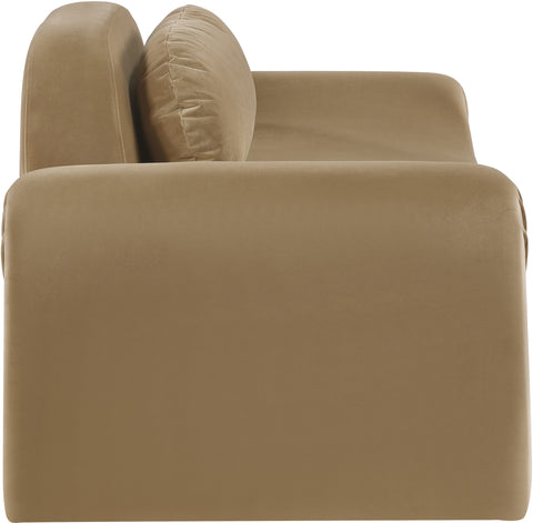 Estelle 87.5" Saddle Velvet Upholstered Loveseat, 1 Piece