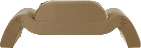Estelle 87.5" Saddle Velvet Upholstered Loveseat, 1 Piece