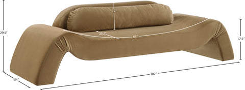 Estelle 107" Saddle Velvet Upholstered Sofa, 1 Piece