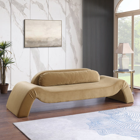 Estelle 107" Saddle Velvet Upholstered Sofa, 1 Piece