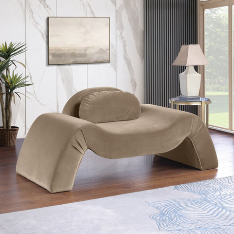 Estelle Taupe Velvet Upholstered Chair, 1 Piece