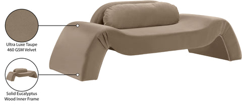 Estelle 87.5" Taupe Velvet Upholstered Loveseat, 1 Piece