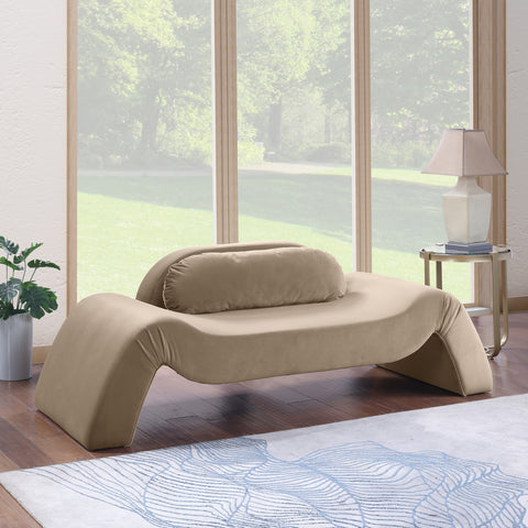 Estelle 87.5" Taupe Velvet Upholstered Loveseat, 1 Piece