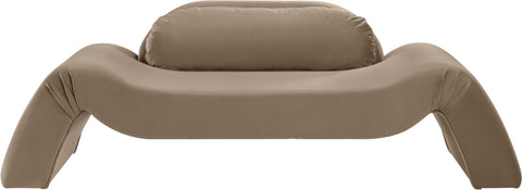 Estelle 87.5" Taupe Velvet Upholstered Loveseat, 1 Piece