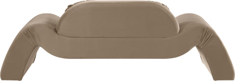 Estelle 87.5" Taupe Velvet Upholstered Loveseat, 1 Piece