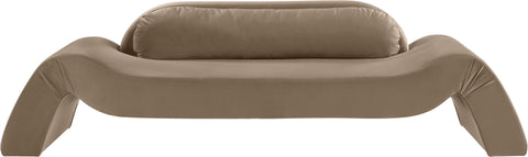 Estelle 107" Taupe Velvet Upholstered Sofa, 1 Piece