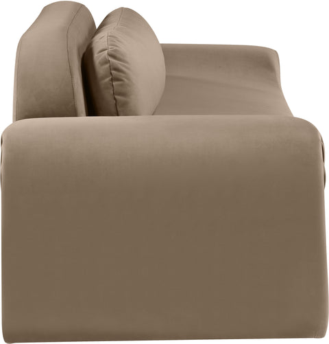 Estelle 107" Taupe Velvet Upholstered Sofa, 1 Piece