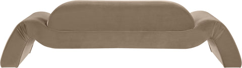Estelle 107" Taupe Velvet Upholstered Sofa, 1 Piece