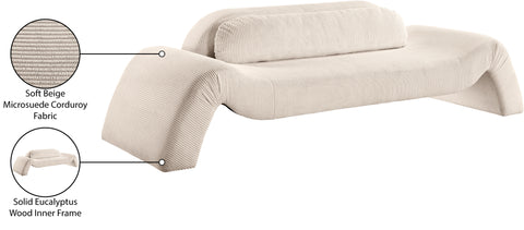 Estelle 107" Beige Corduroy Upholstered Sofa, 1 Piece