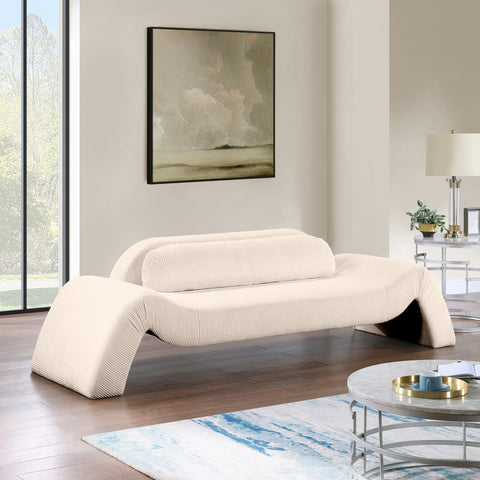 Estelle 107" Beige Corduroy Upholstered Sofa, 1 Piece
