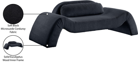 Estelle 87.5" Black Corduroy Upholstered Loveseat, 1 Piece