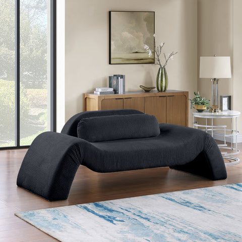 Estelle 87.5" Black Corduroy Upholstered Loveseat, 1 Piece