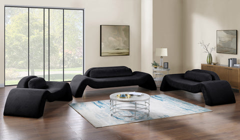 Estelle 87.5" Black Corduroy Upholstered Loveseat, 1 Piece