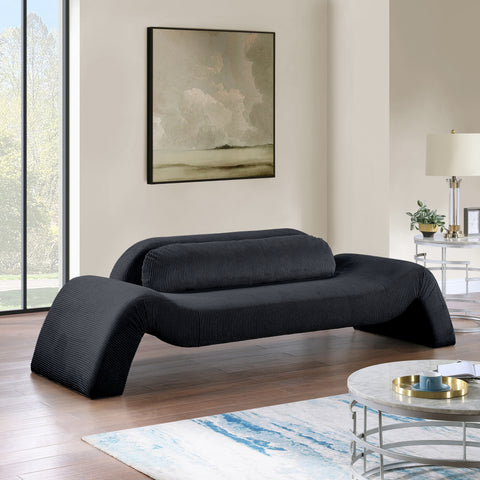 Estelle 107" Black Corduroy Upholstered Sofa, 1 Piece