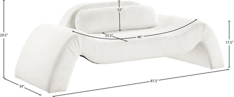 Estelle 87.5" Cream Corduroy Upholstered Loveseat, 1 Piece