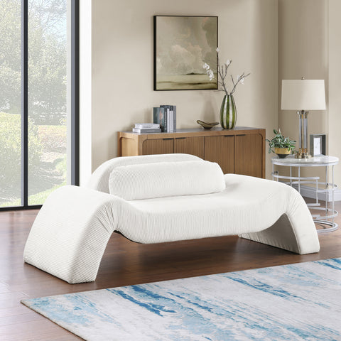 Estelle 87.5" Cream Corduroy Upholstered Loveseat, 1 Piece