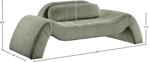 Estelle 87.5" Green Corduroy Upholstered Loveseat, 1 Piece