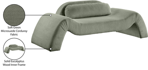 Estelle 87.5" Green Corduroy Upholstered Loveseat, 1 Piece