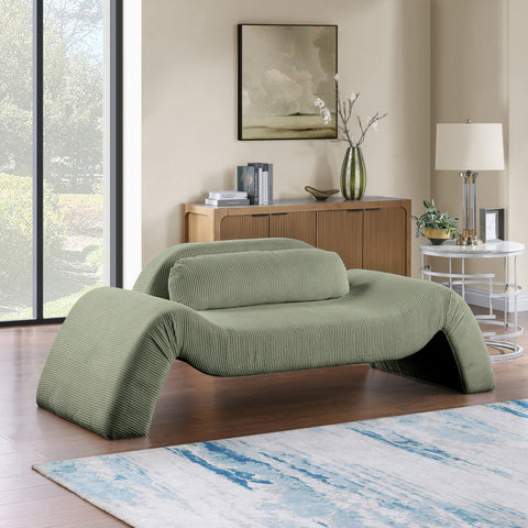 Estelle 87.5" Green Corduroy Upholstered Loveseat, 1 Piece