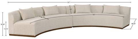 Orla 182.5" Beige Chenille Fabric Upholstered Sectional, 2-Piece
