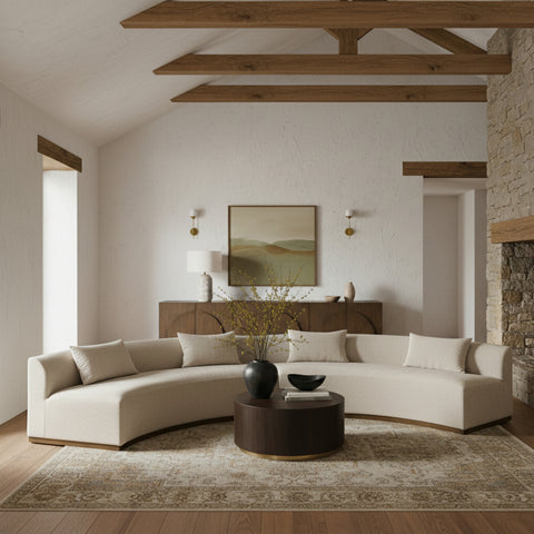 Orla 182.5" Beige Chenille Fabric Upholstered Sectional, 2-Piece