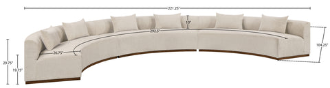 Orla 221.25" Beige Chenille Fabric Upholstered Sectional, 3-Piece