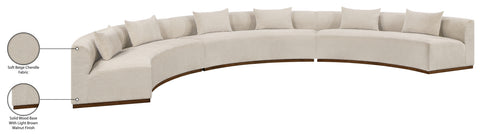 Orla 221.25" Beige Chenille Fabric Upholstered Sectional, 3-Piece