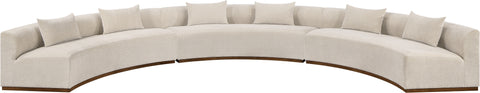 Orla 221.25" Beige Chenille Fabric Upholstered Sectional, 3-Piece