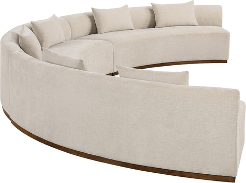 Orla 221.25" Beige Chenille Fabric Upholstered Sectional, 3-Piece