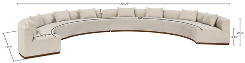 Orla 225.25" Beige Chenille Fabric Upholstered Sectional, 4-Piece