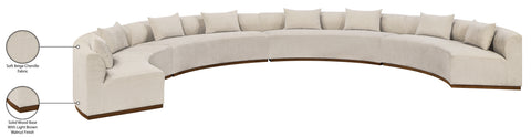Orla 225.25" Beige Chenille Fabric Upholstered Sectional, 4-Piece