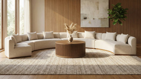 Orla 225.25" Beige Chenille Fabric Upholstered Sectional, 4-Piece