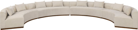 Orla 225.25" Beige Chenille Fabric Upholstered Sectional, 4-Piece