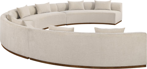 Orla 225.25" Beige Chenille Fabric Upholstered Sectional, 4-Piece