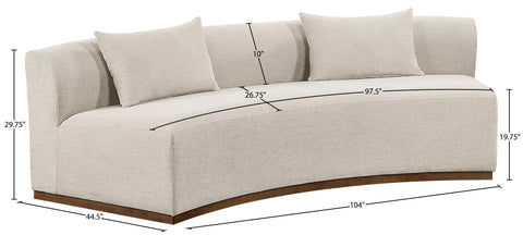 Orla 104" Beige Chenille Fabric Upholstered Sofa, 1 Piece