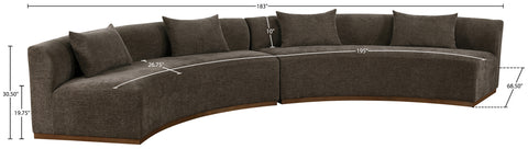 Orla 182.5" Brown Chenille Fabric Upholstered Sectional, 2-Piece