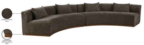 Orla 182.5" Brown Chenille Fabric Upholstered Sectional, 2-Piece