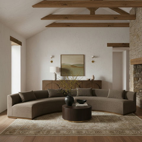 Orla 182.5" Brown Chenille Fabric Upholstered Sectional, 2-Piece