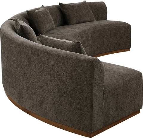 Orla 182.5" Brown Chenille Fabric Upholstered Sectional, 2-Piece