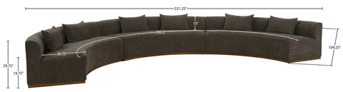 Orla 221.25" Brown Chenille Fabric Upholstered Sectional, 3-Piece