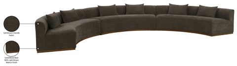Orla 221.25" Brown Chenille Fabric Upholstered Sectional, 3-Piece