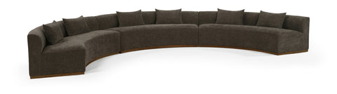 Orla 221.25" Brown Chenille Fabric Upholstered Sectional, 3-Piece