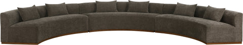 Orla 221.25" Brown Chenille Fabric Upholstered Sectional, 3-Piece