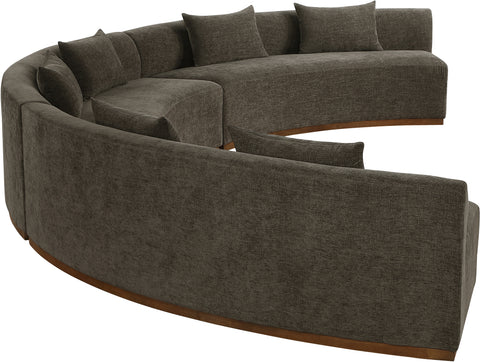 Orla 221.25" Brown Chenille Fabric Upholstered Sectional, 3-Piece