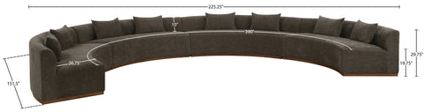 Orla 225.25" Brown Chenille Fabric Upholstered Sectional, 4-Piece