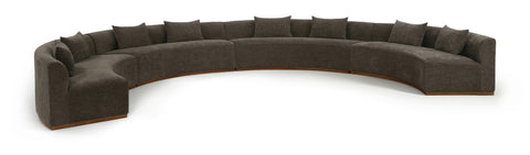 Orla 225.25" Brown Chenille Fabric Upholstered Sectional, 4-Piece