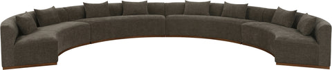 Orla 225.25" Brown Chenille Fabric Upholstered Sectional, 4-Piece