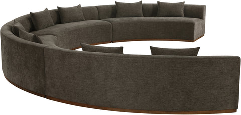 Orla 225.25" Brown Chenille Fabric Upholstered Sectional, 4-Piece